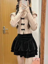 Voguable  Pink Sweet Cardigan Long Sleeve Y2k High Waist Knitted Coats Tops Japan Style Bow Sweaters Kawaii Slim Fit Women